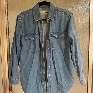 Topshop MOTO Blue Denim Button-Up Shirt